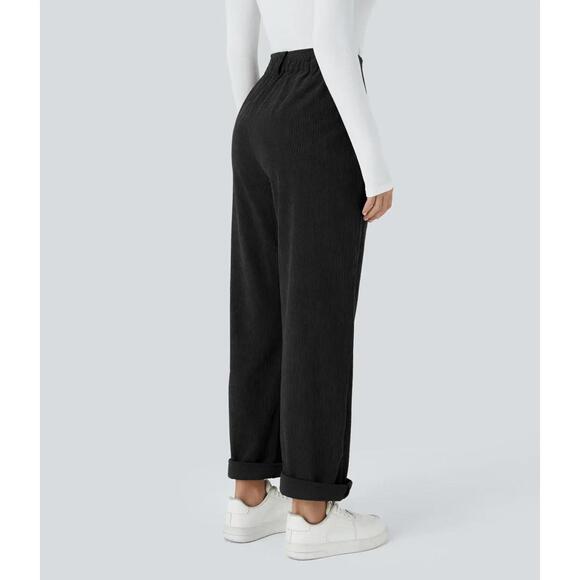 NWT Halara High Waisted Zipper Pocket Corduroy Casual Pants - Size Medium - Picture 2 of 5